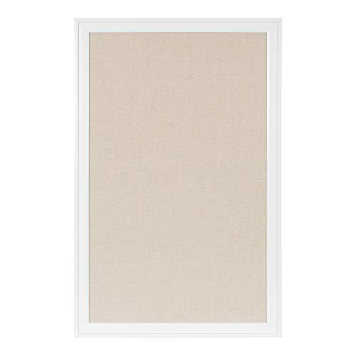 DesignOvation Bosc Framed Natural Linen Fabric Pinboard, 27.5x43.5, White