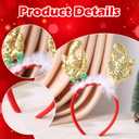 Christmas Reindeer Antlers Headband, 3 PCS Glitter Elk Antlers Hair Bands, Gold Sequin Deer Antler Headwear for Women Girls Xmas Cosplay Costume Hair Accessories Holiday Party Favor Supplies