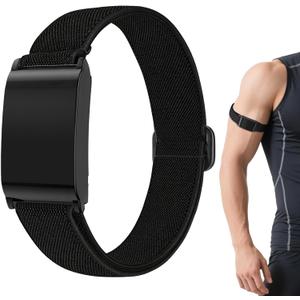 Yeahxing Bicep and Ankle Band Compatible with Whoop 5.0, Elastic Nylon Replacement Strap with Case for Men Women, Breathable Adjustable Fitness Band for Whoop 5.0 One Peak (Not for MG/LIFE) (Black)