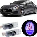 2Pcs Car LED Door Lights Logo Projector, Jfsotls High Definition Never Fade Emblem Light, LED Laser Ghost Shadow Light for Quattroporte Ghibli Grecale Levante (Red and Blue)