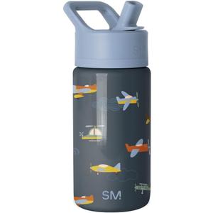 Simple Modern Kids Water Bottle with Straw Lid | 14oz Insulated Stainless Steel Kids Tumbler & Spill Proof Toddler Cup for School, Girls, Boys | Summit | Wheels Up