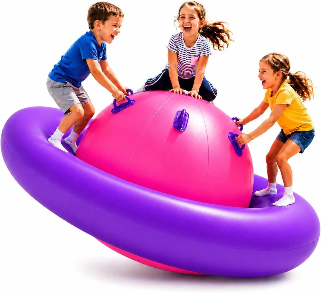 Playland Inflatable Dome Rocker for Kids Ages 5+ | Large 89” Balance Dome Rocker Bouncer with 8 Handles | Fits 3 Children, Heavy-Duty Outdoor Play Equipment for Backyard, 250 Lbs Capacity