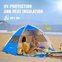 EchoSmile UPF 50+ Beach Tent Sun Shelter for 3 Person, Portable Beach Cabana Tent