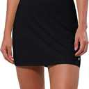 BUBBLELIME Women Adjustable Running Tennis Skort Pockets Workout Golf Skirt (Black, M)