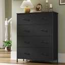 SONGMICS Dresser for Bedroom, Chest of Drawers, Steel, MDF, 8 Non-Woven Fabric Drawers, Storage Organizer Unit, Closet, Entryway, Ink Black and Ebony Black ULGS124B01S