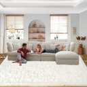 Area Rugs 9x12 Living Room, Ultra Soft Shaggy Fluffy Rug for Bedroom, Upgrade Non-Slip Fuzzy High Pile Plush Large Rugs for Nursery Boys Girls Kids Room Modern Indoor Home Decor, Cream White