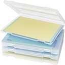 Denkee 4 Pack A4 Paper Organizer Box, Plastic Scrapbook Paper Organizer Containers for Craft and Arts Storage, Portable Board Game Storage for Art Supplies 8.5" x 11" US Letter