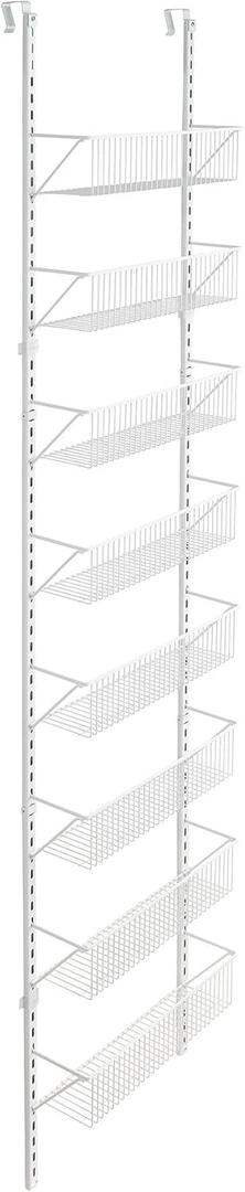 ClosetMaid 97535 Wall or Door Adjustable (8) Basket Organizer, 6.614-Inch D x 77.165-Inch H x 17.992-Inch W, White