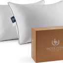 Pacific Coast Goose Feather and Down Bed Pillows Standard Size Set of 2, Hotel Pillow for Sleeping, Downproof, Soft, Fluffy, 100% Cotton Shell