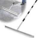 CAROD 33.4" Large Floor Squeegee for Concrete, Commercial Heavy Duty Silicone Blade Squeegee for Floor with 63" Stainless Handle, Anti-Splash Curved Baffle for Garage, Factory, and Tough Cleaning Jobs