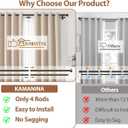 KAMANINA 1 Inch Double Curtain Rod 36 to 72 Inches (3-6 Feet), Bronze Heavy Duty Curtain Rods for Windows, Telescoping Double Drapery Rods with End Caps, Fewer Rods, Faster Setup