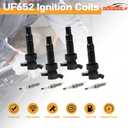 4PCS UF-652 Ignition Coils Pack & 93815 Iridium Spark Plugs Compatible with Hyundai Veloster 2012-2017, Accent & Kia Rio Soul 2012-2019 1.6L L4