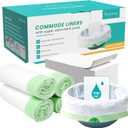 60 Pack Commode Liners with 60 Super Absorbent Pads, Disposable Leakproof Bedside Commode Bags, Universal Fit for Standard Toilet Chair Buckets(60 Bags+60 Pads) (60PACK)