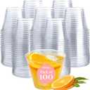 Prestee Set of 100-5 oz Clear Plastic Cups Hard Disposable Drinkware - Bulk Cocktail, Wine and Punch Tumblers - Party and Event Drinking Cups