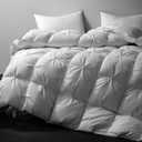 Royoliving Premium Pinch Pleat Feathers Down Comforter King Size White 100% Cotton Cover All Season Duvet Insert with Corner Tabs (106x90, 70 oz) (White Twisted Flower)