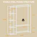 Wardrobe Closet,Portable Clothes Rack with 4 Tiers Shelves,Freestanding Closet Organizers and Storage System with Hanging Rods,Steel Clothing Rack Suitable for Cloakrooms,Bedrooms,Entrances,etc.White