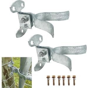 Flat Back Wall Mount Fork Gate Latch for Chain Link Fence, Galvanized Steel with Padlock Hole, Fits 1-3/8" Gate Frame, Includes Screws for Wood Post and Farm Gate (2-Pack)