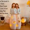 Sisters for Mom | Candle Holder Statue with Flickering LED Candle | Mothers Day, Friendship Bday, Bestie, BFF Christmas Unique Present for Her