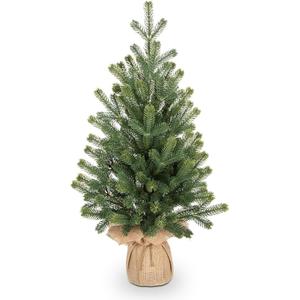 18" Artificial Christmas Tree Small Fake Frosted Fir Tree for Home Farmhouse Tabletop Mantel Windowsill Holiday Christmas Decorations Indoor