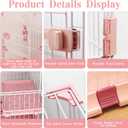 Hamiledyi Indoor Cat Cage 52 Inches Cat Villa Large Pet Crate with 3 Platforms and 1 Ramp Ladders Metal Cat Playpen with 3 Doors Outdoor Cat Enclosures Kitten Cage for Small and Medium Pets (Pink)