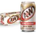 2 x A&W Zero Sugar Root Beer Soda, 12 fl oz cans, 12 count