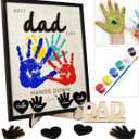 10" Best Dad Ever Hands Down DIY Handprint Kit with Acrylic Paint, Art Craft Family Keepsake Wood Frame Dad Keychain Birthday Father's Day Gift for Daddy, Papa Family Sign with Kids Names HF90-D