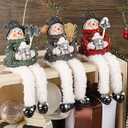 Lulu Home Christmas Snowman Decorations, 3 Packs Resin Snowman Shelf Sitters with Plush Dangling Legs, Snowman Figurines for Winter Xmas Tabletop Mantel Fireplace Home Holiday Decor