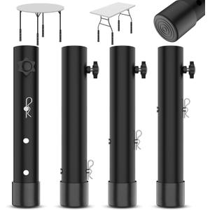 3-LEVEL Adjustable Table Leg Risers, Highly Durable Steel Folding Table Leg Extenders, Tables Legs Extensions Fits Straight & Bent Legs Tables Height Extender For Rise desk 2/4/6in Wobble-Proof