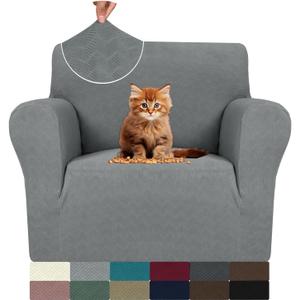 MAXIJIN Chair Covers for Living Room 1 Piece Stretch Sofa Chair Slipcovers with Arms (31"-46") Furniture Protector for Dog Pet Couch Armchair Cover (Chair, Diamond Pattern Light Gray)