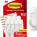 Command 5 lb Large Utility Hooks, 7 Hooks and 12 Strips, Damage-Free Hanging Wall Hook with Adhesive Strips, No Tools Required, Great for Home Kitchen Office Organization | 12-Strips, Organize, Damage-Free