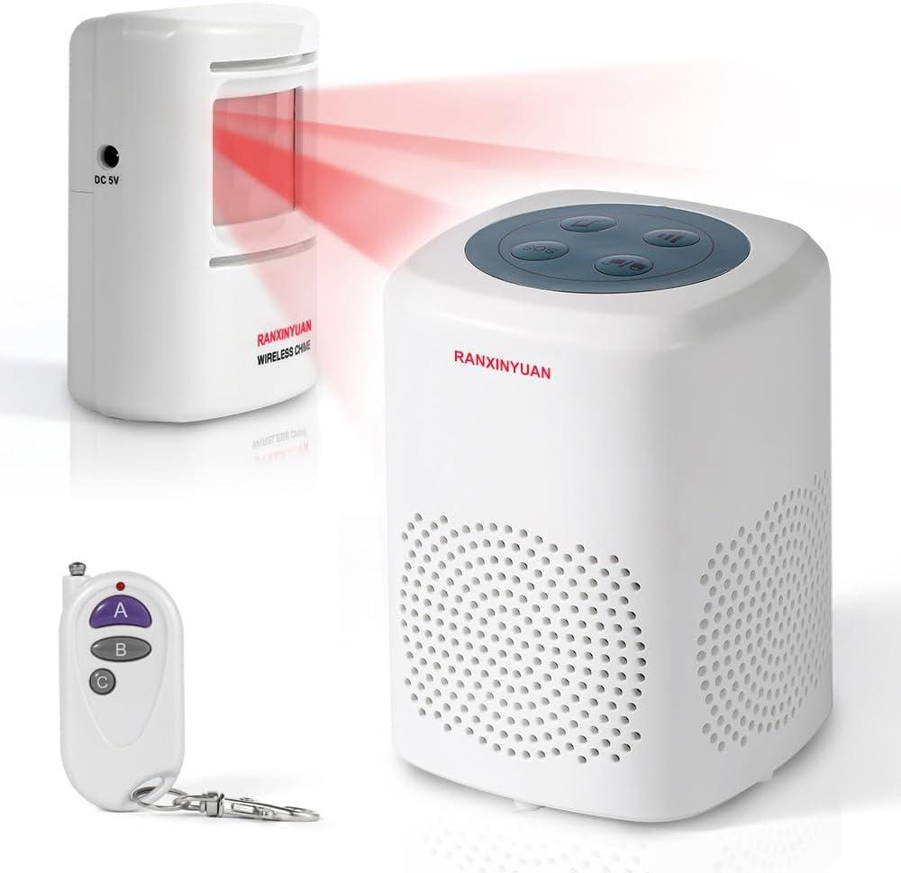 RANXINYUAN Barking Dog Motion SensorPir Human Body Dog Barking Alarm Realistic Wireless Loud 1000Ft Door Chimes Home Security 1 Receiver 1 Motion Dectector Driveway Alarm Kit…