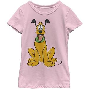 Disney Characters Traditional Pluto Girl's Solid Crew Tee, XL