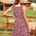 AUSELILY Women's Summer Dress Sleeveless Floral Mini Dresses with Pockets Bohemian Dress 2025 New (Red, M)