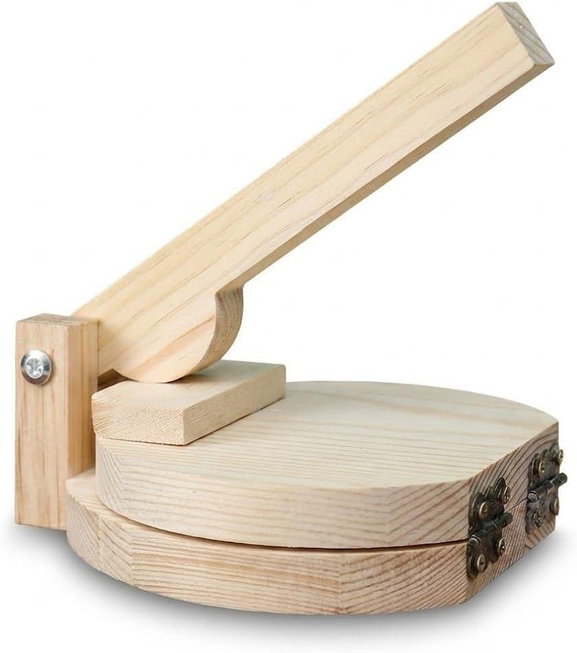 6 Inch Mini Wooden Tortilla Press for Small Portions, Perfect for Dieters, Homemade Corn & Flour Tortillas, Burritos and Wraps, Ideal for Breakfast, Lunch, or Healthy Snacks (Round)