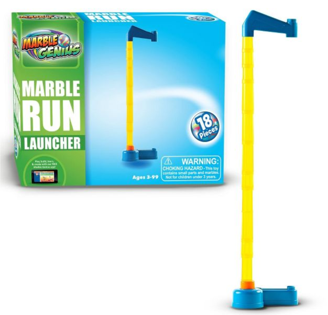 Marble Genius Marble Run Launcher- Marble Launcher Base, Tubes, Top, and 5 Plastic Marbles, Build, and Watch Your Marbles Soar