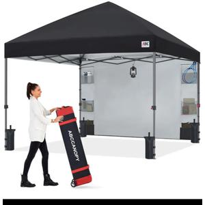 ABCCANOPY 10x10 Heavy Duty Pop Up Canopy Tent with Storage Sidewall, Black
Easy Setup, Portable Wheeled Carry Bag, UV50+, Sand Bags, Stakes & Guy Lines Included, For Beach, Market, Backyard