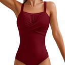 Aleumdr Women's One Piece Swimsuit Tummy Control Bathing Suit Crisscross Retro Ruched Push Up Swimwear, Size Large