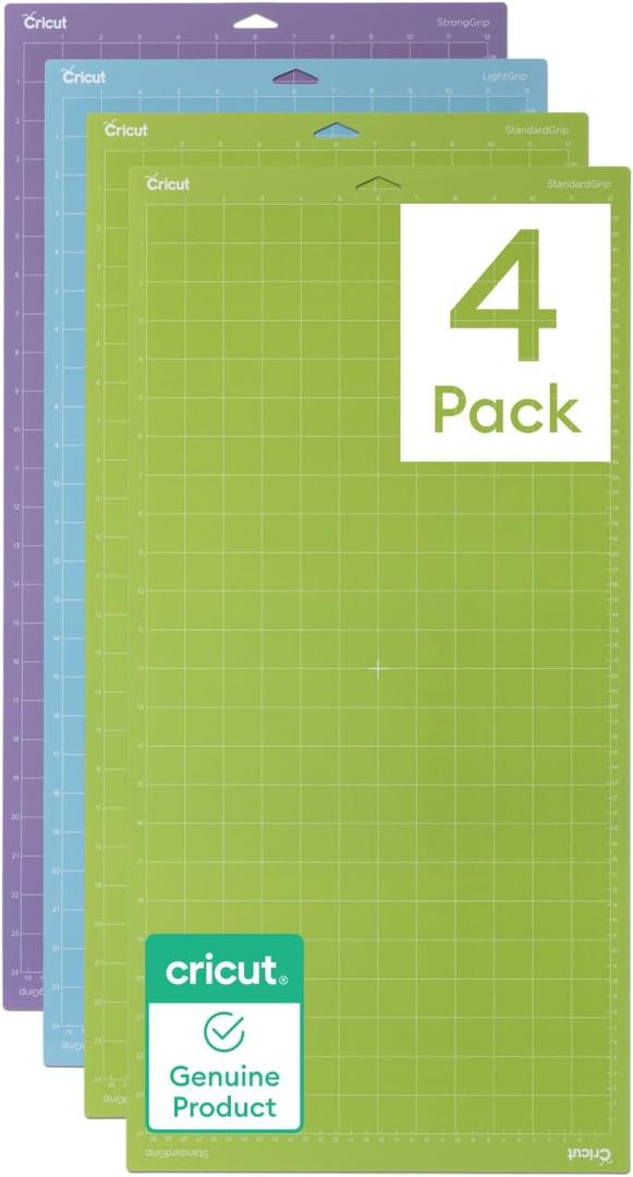 Cricut Cutting Mat Variety Pack (4 Count, 12in x 24in) - for Explore & Maker Machines - Includes 2 Standard Grip, 1 Light Grip, 1 Strong Grip