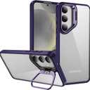 Starhemei for Galaxy S24 FE 5G Case, Camera Invisible Bracket Anti Drop Protective Case, Slim Soft Silicone Rubber & Hard Back Shockproof Phone Case for Samsung Galaxy S24 FE 5G (Purple)