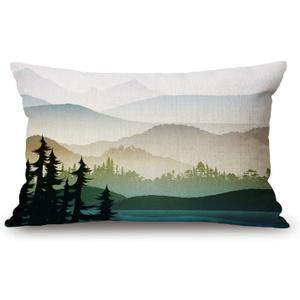 Solekla Mountain and Tree Lumbar Throw Pillow Cover 12x20 Inch Decorative Bedroom Living Room Nature Landscape with Mountain Forest and Lake Rectanglar Cushion Case for Bed Sofa Couch (Jcp188)