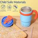 Fimibuke Kids Insulated Tumbler with Handle & Straw - 16oz Leak Proof Toddler Tumbler with Sip/Swig 2-in-1 Lid, BPA FREE 18/8 Stainless Steel Kids Water Bottle Drinking Cups Travel Mugs for Boys Girls