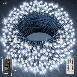  Ollny Christmas Lights 262FT 800LED, Plug-in Outside Tree Lights with Timer and 8 Modes, Remote Control Waterproof Dimmable Outdoor String Light for House Yard Patio Xmas Decorations(Cool White