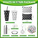 Hollowfly 122-piece Volleyball Party Favor Set Includes Cups with Straws, Mini Stress Balls Keychains, Slap Bracelets, Hair Ties, Stickers, a Makeup Bag, and More for Birthday Parties