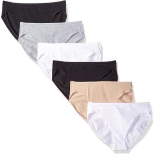 Amazon Essentials Women's Cotton High Leg Brief Underwear, Breathable, Multipacks (Black/Camel/Grey Heather/White)
