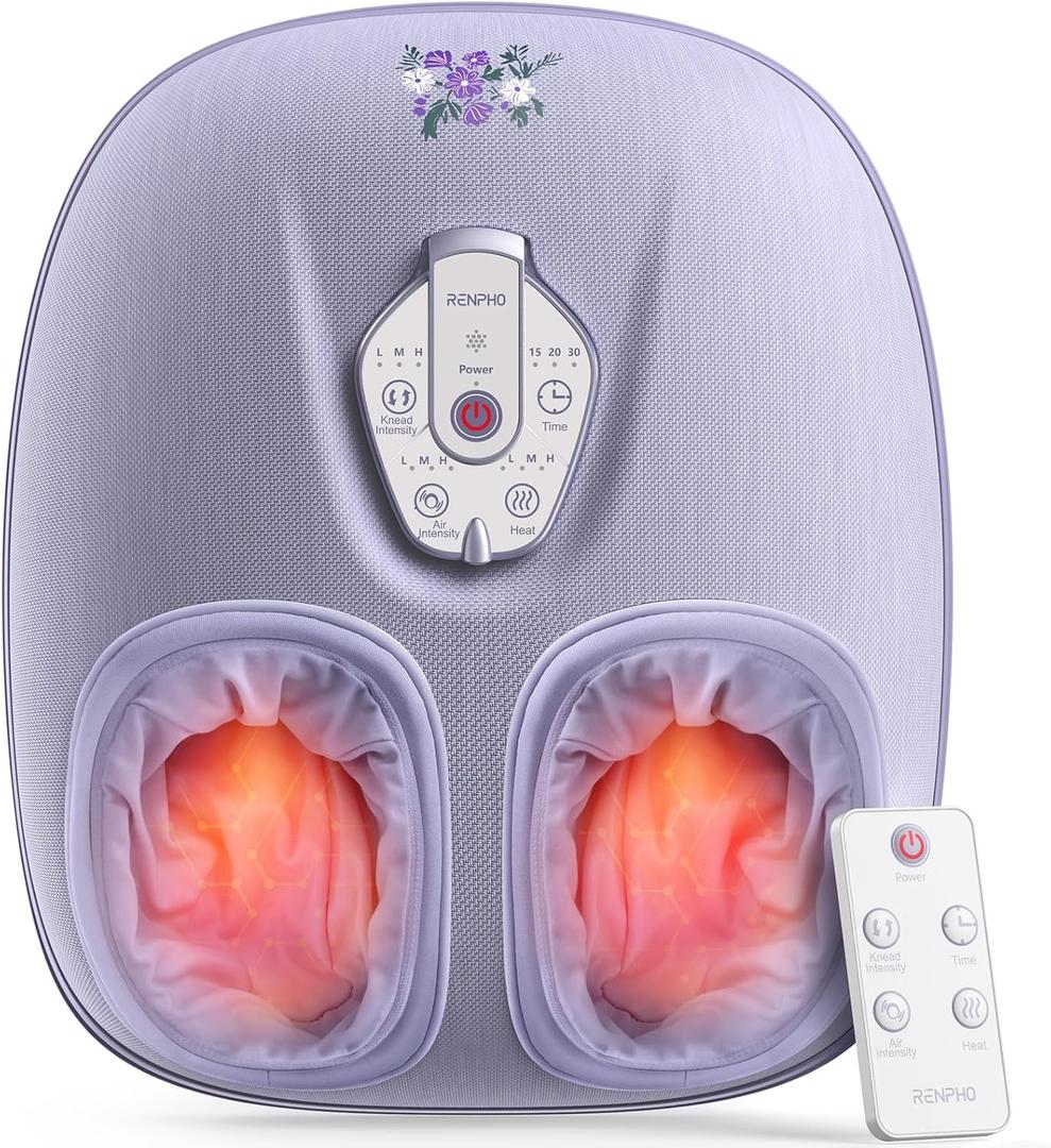 RENPHO Foot Massager Machine with Heat [2026 Upgraded], Shiatsu Foot Massager for Plantar Fasciitis, Mothers Day Gifts for Mom, Cordless Control, Birthday Gifts for Women Men, Purple