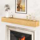 Fun Memories Fireplace Mantel - Handcrafted Hollow Rustic Solid Wood Fireplace Shelves, Wall Mounted Floating Shelf with Invisible Heavy Duty Wood Bracket, 48" x 8" x 5", Natural (Honey Maple Finish)