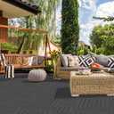 Goovilla Plastic Interlocking Deck Tiles, 36 Pack Balcony Flooring, 12"x12" Waterproof Outdoor Flooring All Weather Use, Patio Floor Decking Tiles for Porch Poolside Backyard Concrete, Dark Grey