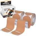 Kinesiology Tape Precut (2 Rolls, 40 Strips) Waterproof, Latex-Free Hypoallergenic Athletic Tape for Muscle & Joint Support Breathable Elastic Sports Tape for Recovery & Shoulder Pain Beige