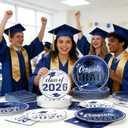 2026 Graduation Plates and Napkins, 9’’ Disposable Paper Plates 7’’ Dessert Plates with Blue Congrats GRAD Class of 2026 Party Supplies Tableware Set for Graduation Party Decorations Serve 50 Guests
