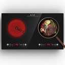 Electric Cooktop, 24 Inch 2 Burner Electric Cooktop 110V, Built-in and Countertop Electric Stove Top Plug in, 2400W Electric Stove, Compatible for All Cookware,Timer & Kid Safety Lock